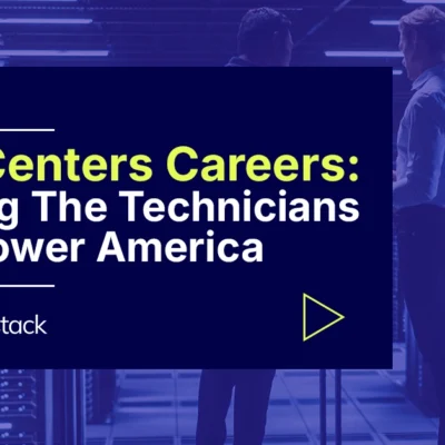 Smoothstack Data Centers Careers: Training The Technicians Who Power America webinar - two workers on laptop in server room